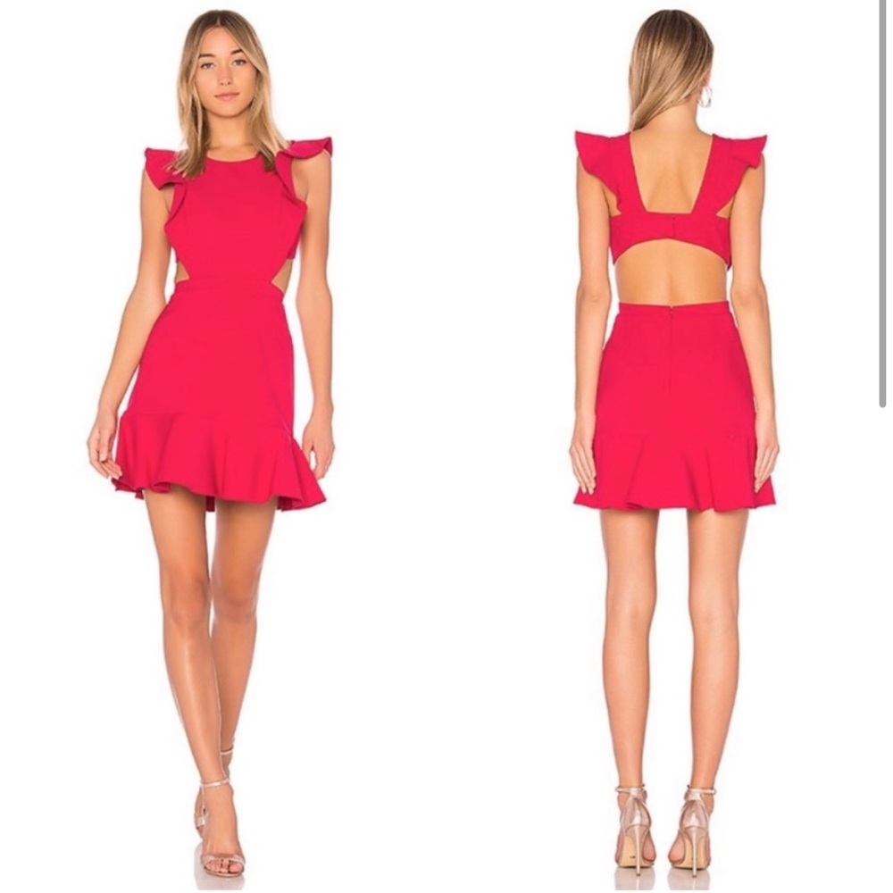 NWT BCBGMaxAzria Nicole Ruffle Cut-out dress in Sangria